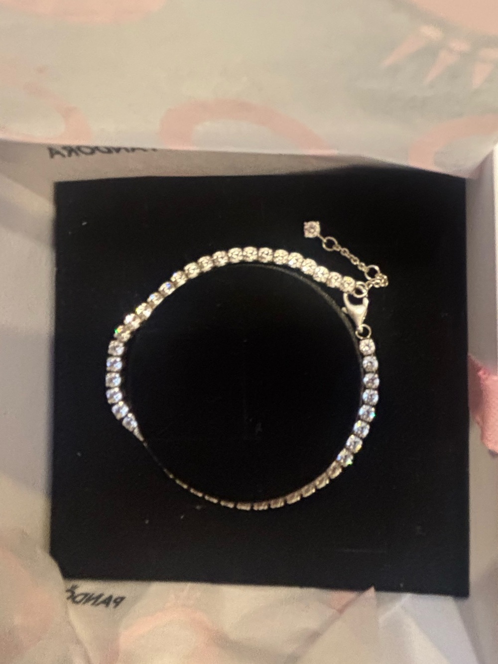 Pandora Silver Crystal Tennis Bracelet with Clear Stones